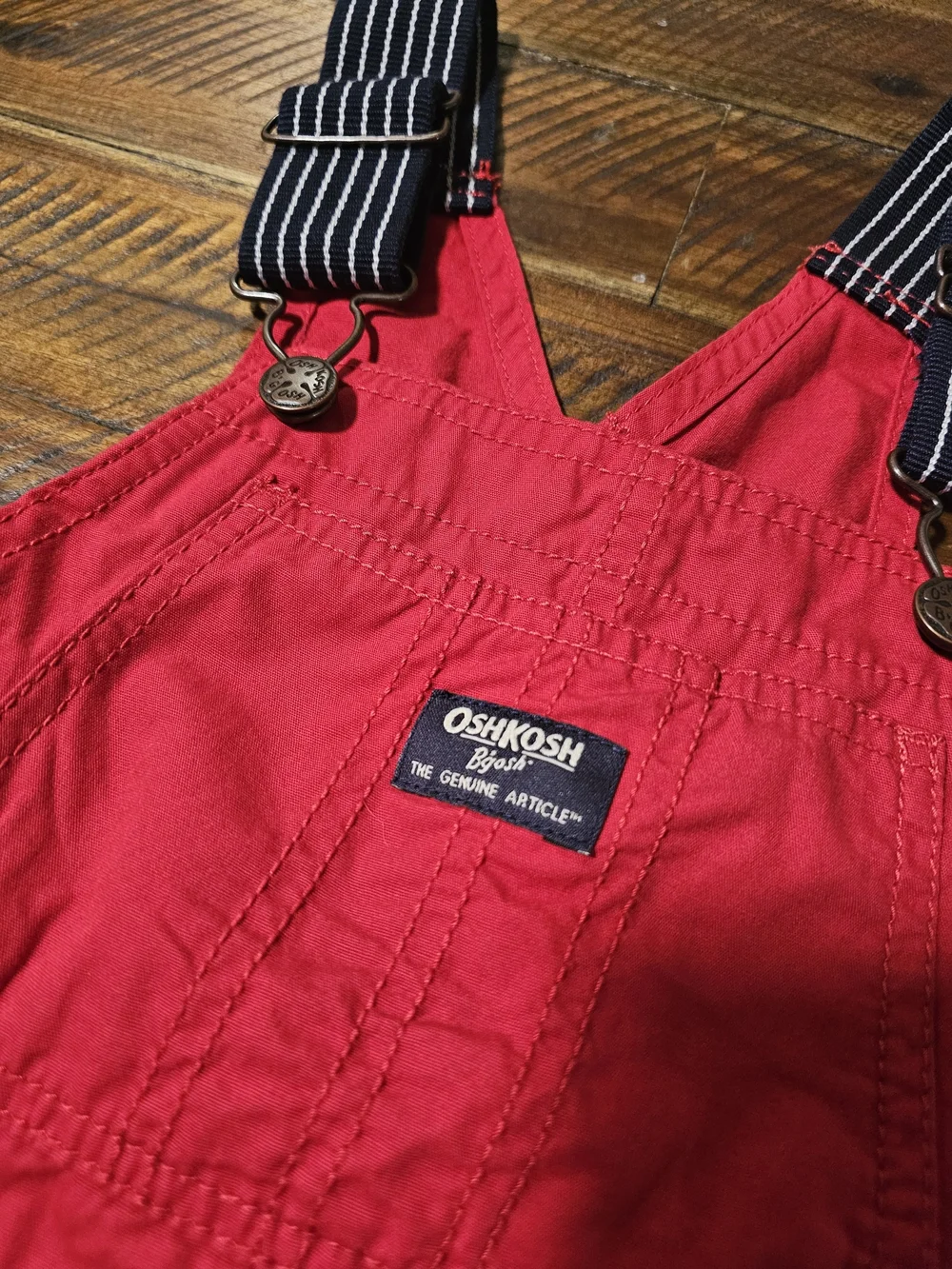 Oshkosh B'Gosh Red Kids Overalls Shorts with Striped Adjustable Straps - NWOT